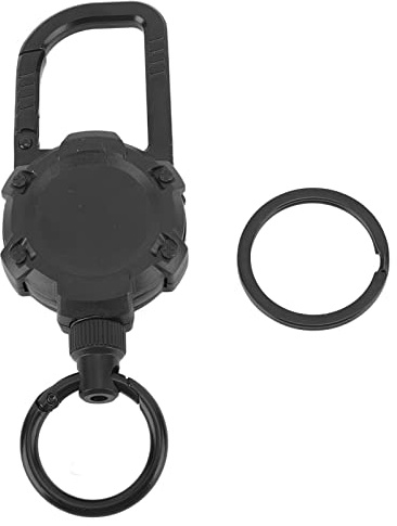 Einziehbarer Schlüsselbund, magnetischer Schlüsselbund, Edelstahldraht, leicht zu ziehende Schnalle, Karabiner, Schlüsselanhänger, Metall-Schlüsselhalter (Schwarz)