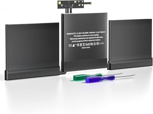 ZAMLINK Laptop Battery A1713/A2171 Compatible with MacBook Pro A1708 13-inch 2016, 2017 Capacity 58.19Wh 5100mAh and 11.41V