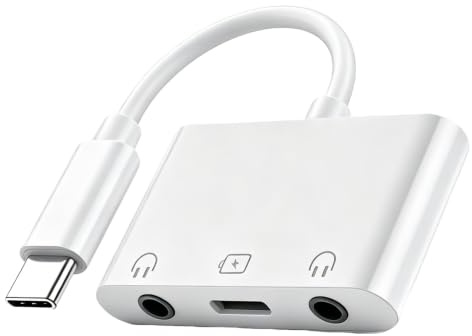 Snugloo 3 en 1 Adaptador de Audio USBC a Jack 3,5mm con Carga Rápida PD 60W | Divisor de Auriculares USB C Doble Aux, Apto para 1Phone 17 16 15 Pro MAX, 1Pad, Galaxy S25/S24/S23, Pixel 8/7, Portátil