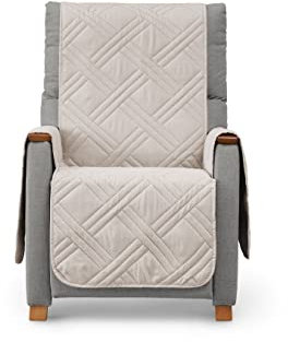 Textil-home Sesselschoner Relax Luka, 1 Sitzer 55cm - Sofaüberwurf Reversibel gepolsterter Sofaschutz. Sofaschoner Elfenbein