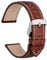 WOCCI 20mm Uhrenarmband Leder für Damen und Herren, Geprägtes Alligator, Silberne Schnalle (Braun mit Beige Nähten)