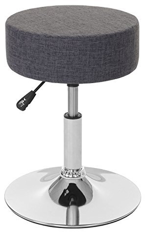 Mendler Hocker HWC-C22, Sitzhocker Schminkhocker, höhenverstellbar Ø 35cm - Textil, grau
