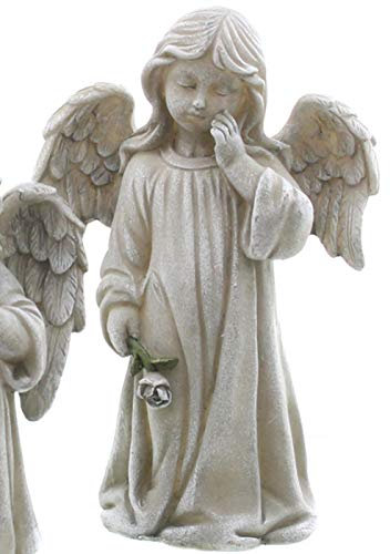 Engel Figur mit Kleidchen und Trauer Rose in der Hand. Höhe 24 cm. 1 Stück