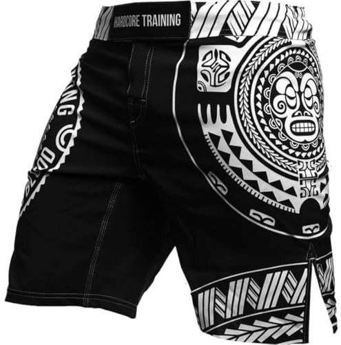 Hardcore Training TA Moko Schwarz Fight Shorts Kurze Hose Herren MMA BJJ Grappling Fitness Boxen Muay Thai No Gi Sporthose