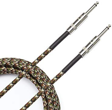D'Addario Guitar Cable - Guitar Lead - Instrument Cable - Guitar Accessories - Braided Cable - 20 Feet/7.62 Meters - Camouflage - 1 Pack