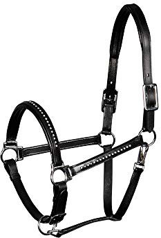 Harry's Horse Halster Leder Finesse Crystal, Farbe:schwarz, Größe:cob