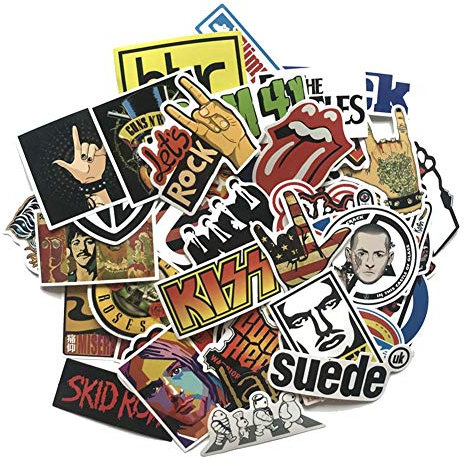 Hangarone Rock and Roll Sticker 52Stk, Sticker Bomb Pack für Guitar Drum Headphones Laptop Musik Sticker (Rock and Roll Sticker)
