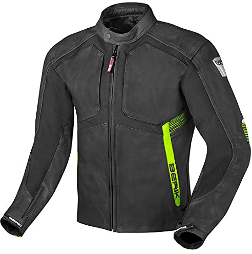 Berik Flexius Motorrad Lederjacke, schwarz/gelb, 58