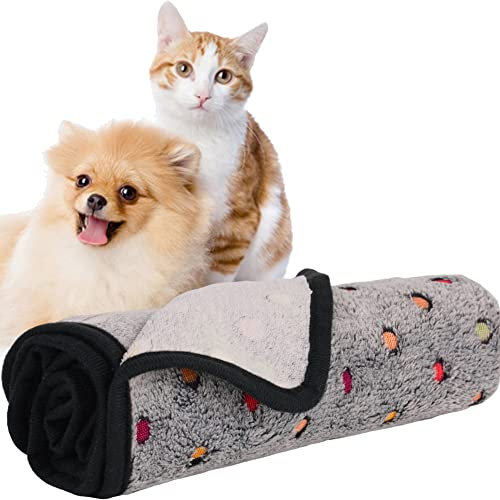 Tofern Hundedecke Weiche Warme Matte Haustier Fleecedecke Premium Waschbare Haustierdecke für Hunde Katzen Welpen, Farbige Punkte, 76x104cm