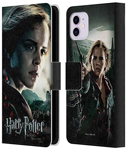 Offizielle Harry Potter Hermione Granger Deathly Hallows VIII Leder Brieftaschen Handyhülle Hülle Huelle kompatibel mit Apple iPhone 11