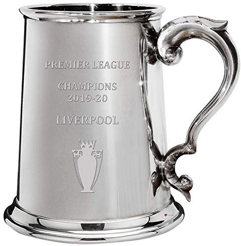 I LUV LTD 1 Pint Tankard for Liverpool 2019-20 Premier League Champions, Pewter Celebration Beer Mug