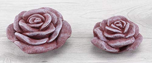 STEINFIGUREN SPICKER Steinfigur Rose Rosenblüte 2er Set, Blüte, Blume, Steinguss, Gartenfigur, Stein, Rot Patina