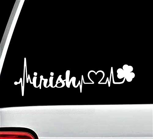 myrockshirt Herzschlag Heartbeat Irisch Irland Kleeblatt Liebe Love ca.20cm Aufkleber Sticker Autoaufkleber Wandtattoo