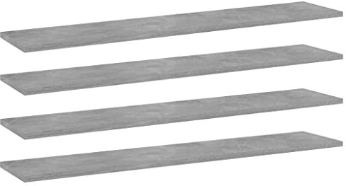 vidaXL 4X Bücherregal Brett Wandboard Wandregal Regal Regalboden Wand Board Ablage Hängeregal Schweberegal Betongrau 100x20x1,5cm Holzwerkstoff