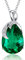 VONSSY Grüner Smaragd Birthstone Edelstein Halskette Oval Rechteck Wassertropfen Teardrop Kristall Diamant Umwickelt Anhänger 18K Platin Rose Gelbgold Kette (Ovales B-Platin)