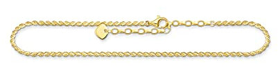 Thomas Sabo Damen Fußkette Silber, 925er Sterlingsilber mit 750er Gelbgold-Vergoldung, in Kordeloptik, Länge: 22-27 cm, AK0035-413-39-L27V