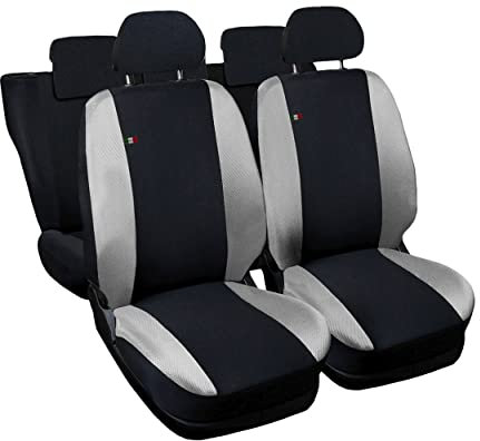 Auto Accessori Lupex | Coprisedili Auto Compatibili con 500X 2014-2023, Set 12 Pezzi, Made in Italy, Tessuto Policotone, Fodere Protezioni Sedili Anteriore e Posteriore (Nero/Grigio Chiaro)