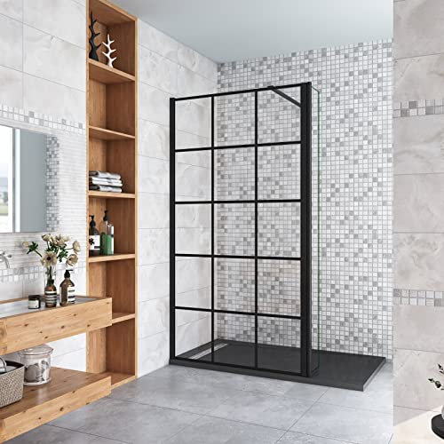 AICA paroi de douche à l'italienne 100+40x200cm en verre coloré avec un retour pivotant 40cm et une barre de fixation en 90cm