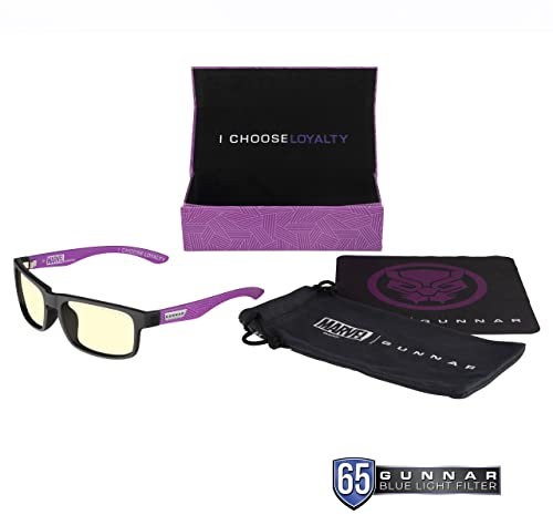 Gunnar Gaming- und Computerbrille | Model: Enigma, Rahmenfarbe: Black Panther, Linsenfarbe: Amber (Blockiert 65% Blaulicht & 100% UV-Licht) | Anti-Blaulicht-Brille | Patentierte Linse