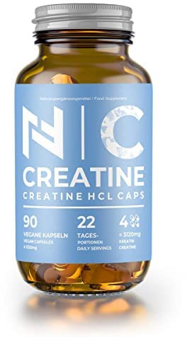 NF24 Creatin HCL Kapseln - 90 Caps pro Dose | Vegan & Hochdosiert - 1000mg Kreatin Hydrochlorid pro Kapsel | 22 Tagesportionen