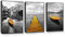 hyidecorart Cadre Noir Tableau Decoration Murale Salon Tableau Moderne Toile Jaune Bateau Nature Paysage Nordique Montagnes et Lac Panorama Impression Sur Toile Decoration Murale Chambre Salle De Bain