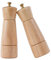 DeroTeno Salt and Pepper Mill Set, Adjustable Ceramic Grinder Salt Mill, Stainless Steel Grinder Pepper Mill, Rubber Wood, 16.5 cm Height, Bottom Dia 5 cm (Tray is NOT Included
