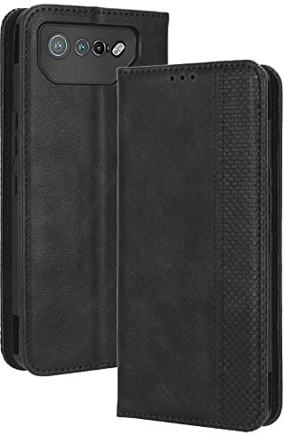 RonRun Cover Asus ROG Phone 7, Custodia a Libro con Supporto Stand e Slot Porta Carte Case a Portafoglio Magnetica in Pelle PU Adatto per Asus ROG Phone 7, nero