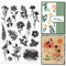GLOBLELAND Pflanzen Silhouette Transparente Stempel für Scrapbooking Wasserfarben Pflanzenabdruck Klare Stamps Blätter Blumen Silikonstempel Für Kartengestaltung DIY Prägung Journaling