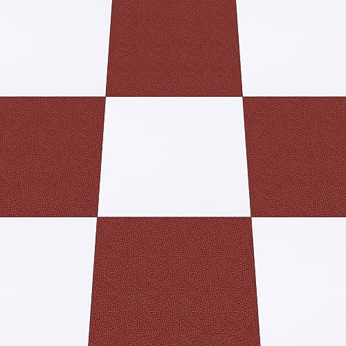 NUFLR Lot de 10 carreaux de sol autocollants en vinyle imperméables pour cuisine, salon et salle de bain Rouge et Blanc 30 x 30 cm