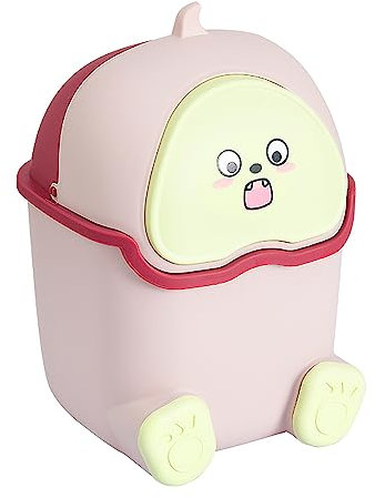 Choonjin Papelera Oficina Pequeña Escritorio con Tapa Mini, Lindo Bote de Basura de Escritorio, Portátil Mini Papeleras Escritorio de Sobremesa con Tapa, para Oficina, Cocina, Dormitorio (Rosa)