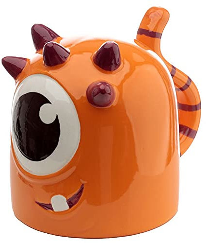 Caribou Living Upside Down Orange Cyclops Monster Ceramic Novelty Mug Cup 450ml for Hot Drinks Coffee Tea Hot Chocolate