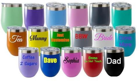 Personalised Custom Travel Mug Drink Bottle Stainless Steel with Plastic Lid and Slide Sipper - Any Name, Word, Business, Sports, School, Promotional Merchandise Teacher Gift