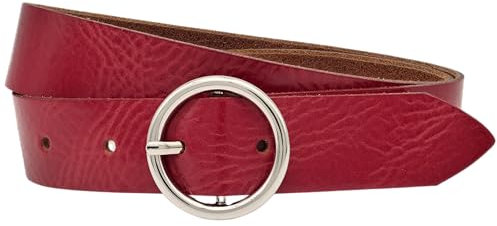 AnnaMatoni Gürtel Damen Ledergürtel Runde Schließe Made in Germany 3cm breit hochwertiges Echt Leder Damen Gürtel Leder Gürte Braun Schwarz (Rot 350, TW90 - Gesamtlänge 105cm)