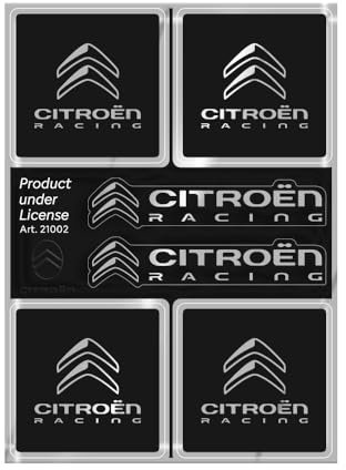 Citroen Racing Offizielle Aufkleber mit 6 Logos, Schwarz
