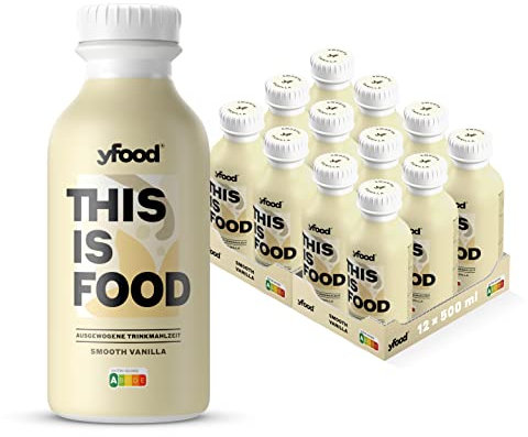 yfood Drink Smooth Vanilla - 12 x 500 ml für unterwegs & stressige Tage - vollwertig & ready-to-drink mit 30g Protein, 26 Vitaminen und Mineralstoffen - inkl. 3 € Pfand