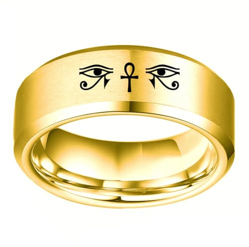 Egyptian Eye of Horus Cross Rings Stainless Steel Amulet Ring Egypt Pharaoh King Vintage Jewelry Gift for Men Women