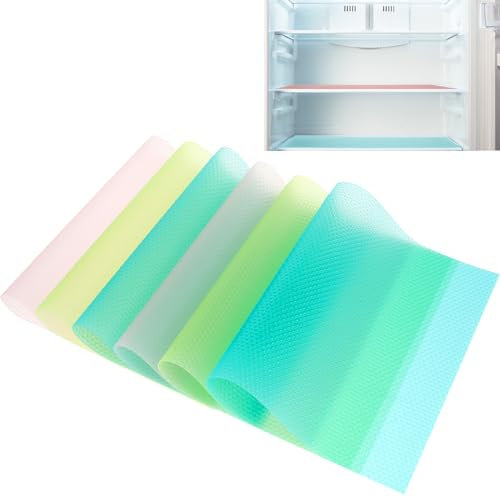 6Pcs Fridge Shelf Liner Waterproof Refrigerator Mats Non-slip Antibacterial Fridge Liners Refrigerator Pad Reusable Multipurpose Refrigerator Shelf Pads for Freezer Cupboard Cabinet Drawers 45 X 29cm