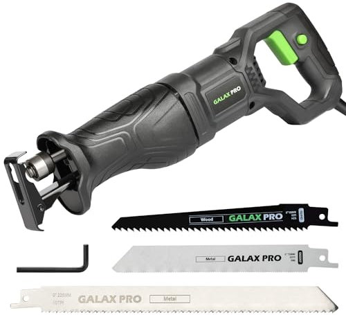 GALAX PRO 710w Reciprocating Saw, 2800RPM Variable Speed, 20mm Stroke Length, 3 Blades for Cutting Wood, Metal, Frozen Materials