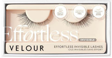 Velour Effortless Invisible Clear Band Strip Lashes, (Stripped) | (1 Pair) Ultra Thin Band Blends into the Lash Line for a Seamless Extension Look, Lash Glue Not Included