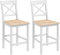 HOMCOM Conjunto de 2 Taburetes de Bar Altura Asiento 60,2 cm Taburetes de Cocina de Madera con Respaldo y Reposapiés Carga 120 kg para Comedor Salón Natural y Blanco