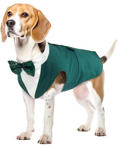Hunde Smoking, Halloween Kostüm Hund Dog Christmas Costume Dog Suit Hund Tuxedo Hundekostüm Halloween Große Hunde(Dunkelgrün, XL)