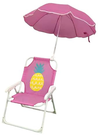 Folpus Silla de Camping para niños, Silla Plegable con sombrilla, Silla de Playa portátil Ligera para Parque, mochilero, Viaje, Picnic, Patio, piña