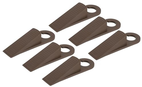 sourcing map 6 Pcs Door Stoppers for Bottom of Door, 28mm/1.10 Inch Door Stops, Rubber Door Stopper Wedge Anti Slip, Window Stopper Door Stackable, Chocolate Brown
