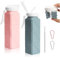 FIDWALL Faltbare Wasserflaschen, 620 ml, Silikon, faltbar, tragbar, Familienpackung, Graublau und Rosa, leicht, wiederverwendbar, auslaufsicher, geeignet für Reisen, Radfahren und Outdoor-Sportarten.