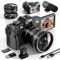 NBD 4K Digital Cameras for Photography - 48MP/60FPS Video Camera for Vlogging, WiFi & App Control, YouTube Vlogging Camera with 32GB TF Card. Wide-Angle & Macro Lens Included (yellow-brown)