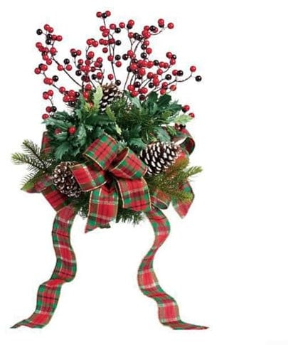 HpLive Christbaumspitze, Baumkronen Kranz mit Tannenzapfen und roten Beeren als Weihnachtsdekoration