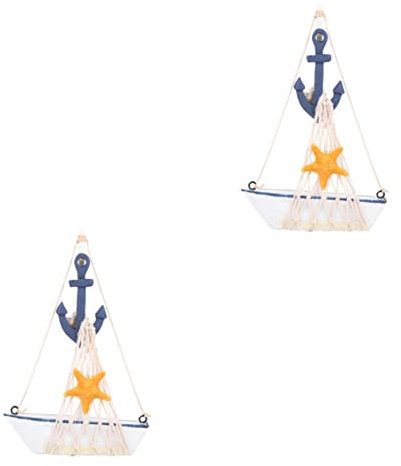 Cabilock 2 Stück Holz Segelboot Dekoration Vintage Seesegel Nautische Party Dekoration Segelboot Ornament Für Schrank Meer Hängedekoration Boot Display Figur Segeln Bambus