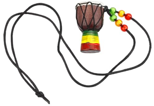 Abaodam Schlagzeuger Halskette Holz Djembe Halskette Handgefertigte | Instrumenten Handgemachte Mini Trommel Rucksack-Anhänger- Djembe-Trommel-Anhänger Nylon Handgefertigter Holzschmuck mit