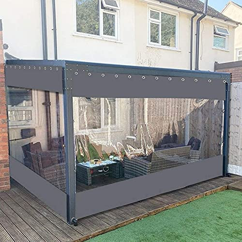 UHEKC Tende Trasparenti, Telo Pergolato 0,5mm PVC Impermeabile con Occhielli for Chiudere Pergolato Esterno, Terrazzo(1x2m)