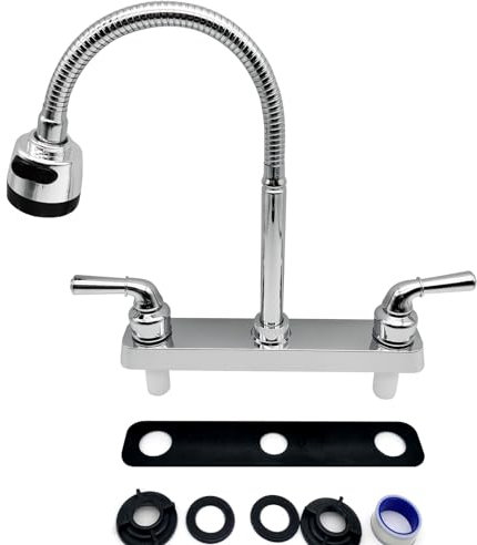 Robinet d'évier de cuisine pour camping-car, avec pulvérisateur rotatif à 360 degrés, bec Flexible, pour camping-car, camping-car, remorque de voyage